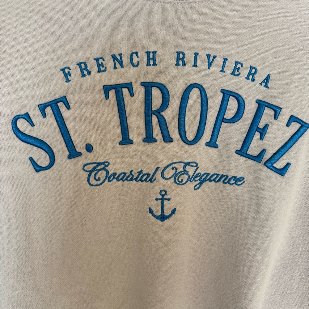 Mighty Fine Lavender Crewneck Sweatshirt with Blue St. Tropez Graphic - Picture 2 of 4